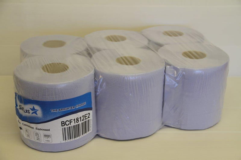 BLUE CENTREFEED ROLLS 6 X 90M